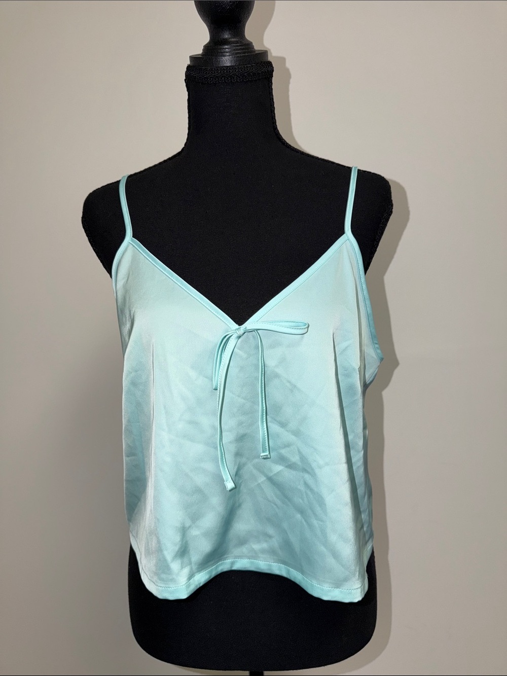 Colsie Light Aqua Spaghetti Strap Tie-Front Cami
